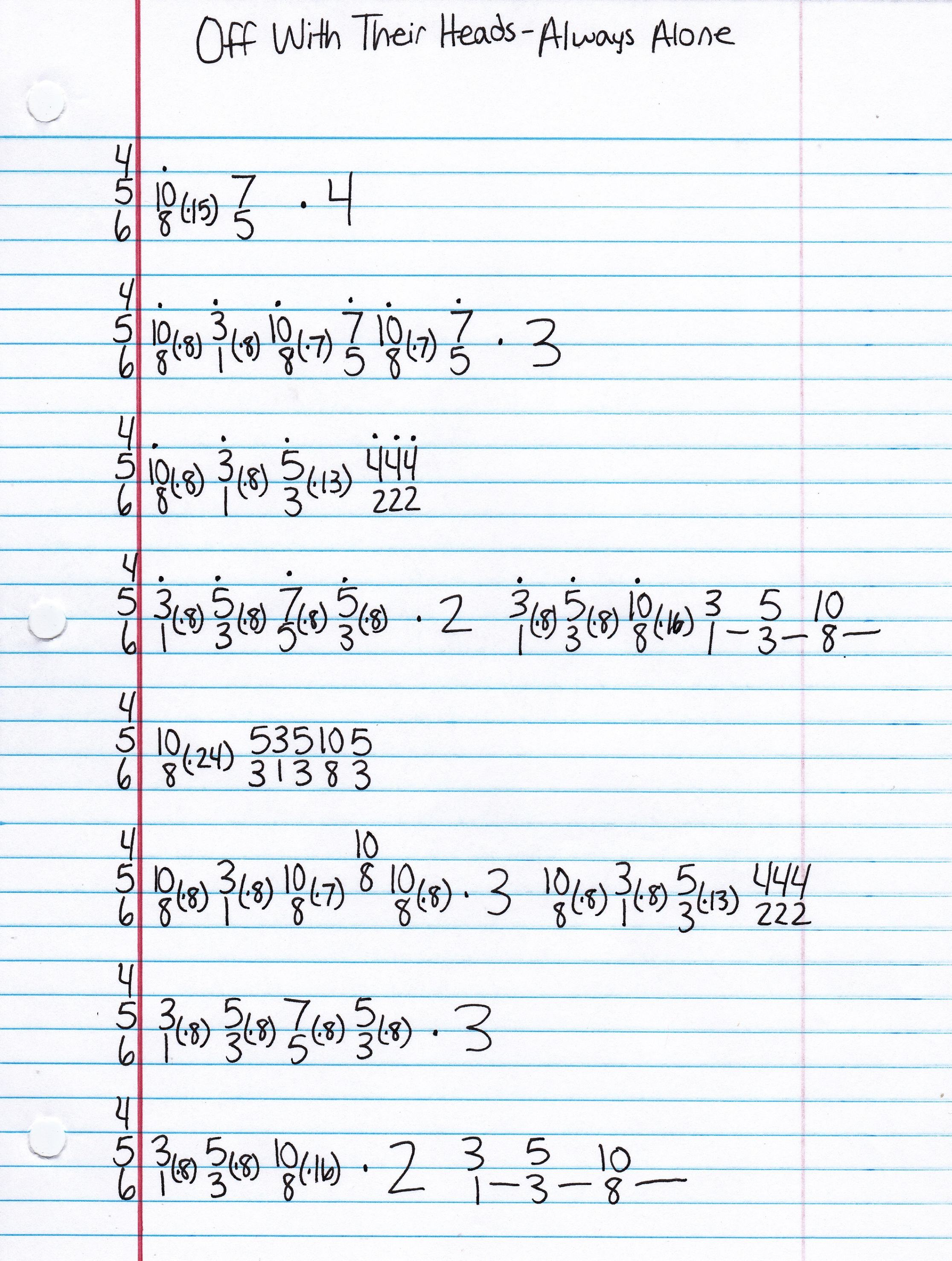 High quality guitar tab for Always Alone by Off With Their Heads off of the album Home. ***Complete and accurate guitar tab!***